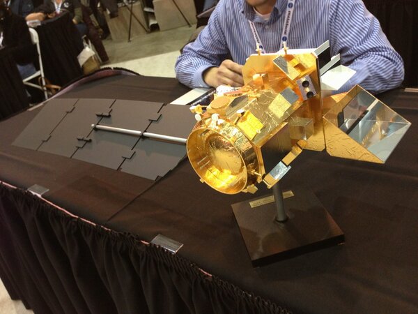 NASA_Landsat's tweet image. RT @nasasocial: Model of #LDCM satellite it'll become #Landsat 8 when in orbit! #launchfever