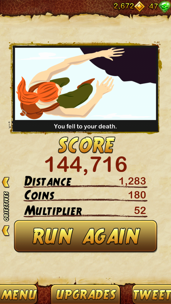 MayOrtaleza's tweet photo. I got 144716 points while escaping from a Giant Demon Monkey. Beat that! http://t.co/xbdoD86e http://t.co/bQj5UYLx