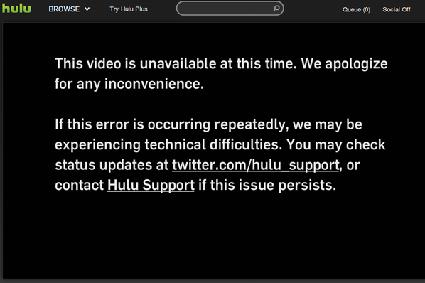 YusufHail's tweet photo. @hulu_support I keep getting unavailable. Speedtest gives 83 ms Ping, 4.14 Mbps dnld, .89 Mbps upload. What to do? http://t.co/6iDrLC0D