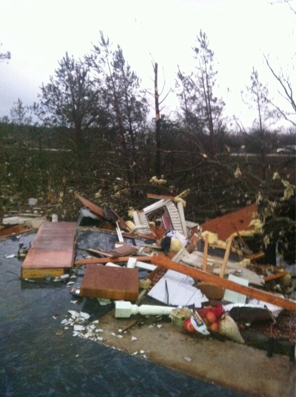 Jeremy88's tweet photo. @weatherchannel watched this house shred apart and blow away. Pulled two elderly people from under a brick wall http://t.co/7lVoKbLJ
