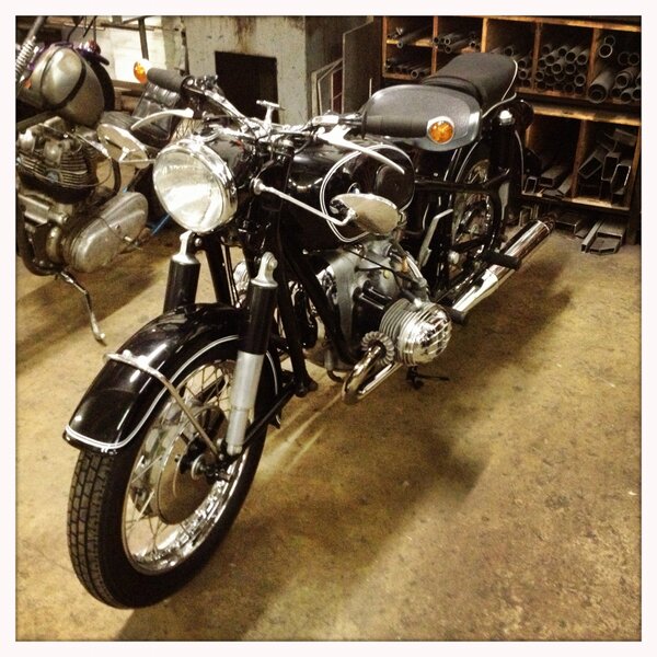 DavesAutoBody's tweet image. We also brought a '65 BMW R50/2 to the @47fab Unfinished Bike Show