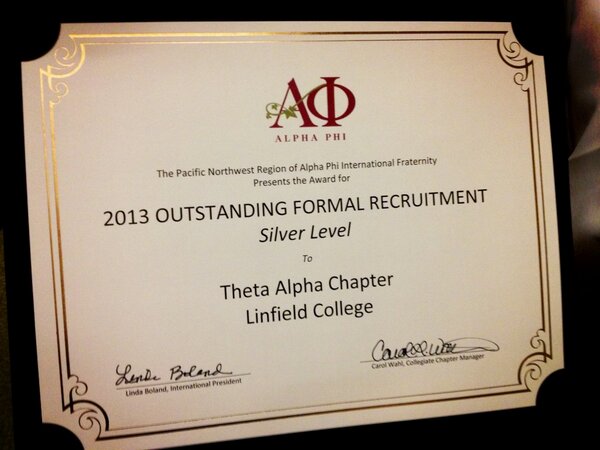 Proud to announce that our chapter won the "Outstanding Formal Recruitment" award!!!