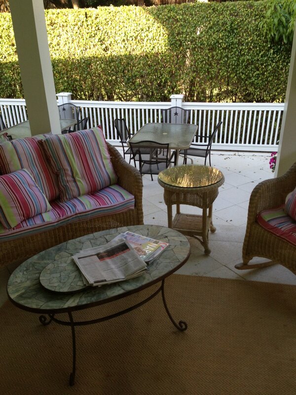 Pretty good spot for a cup a joe and the sports section this AM.