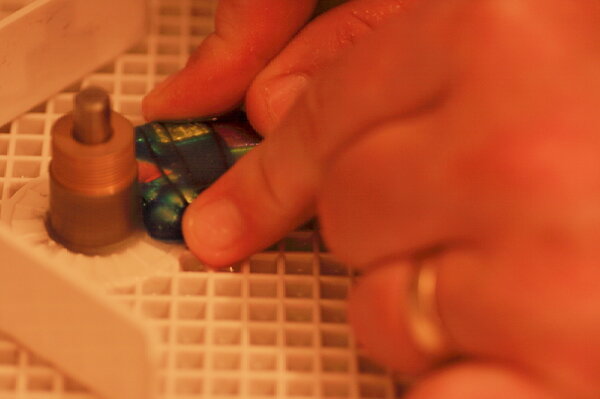 ByTrudy's tweet image. Glass out of Kiln, time for #coldworking then back in the kiln.