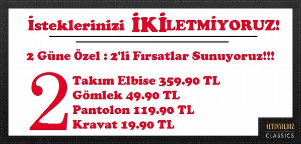 Gün sonuna kadar bu tweetimizi RTedenlerden 2 takipçimize <a href="/AltnyldzClsscs/">Altınyıldız Classics</a> gömlek hediyemiz #ikilifirsatlarkacmaz
