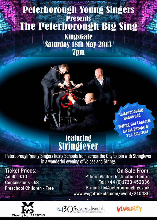 Vidazone's tweet image. Please retweet: The P'boro Big Sing  featuring #STRINGFEVER - Tickets4Sale - wegottickets.com/event/210436 @StringfeverUK