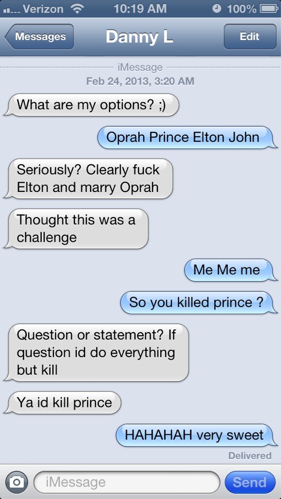 dpirog's tweet image. Haha normal 3 am convo @Dlaing413 #killfuckmarry