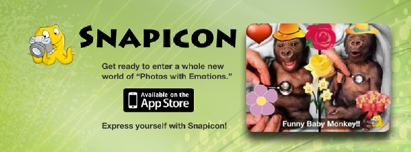 Haggable's tweet image. Hurray! Snapicon, the fun way to create "Photos with Emotions" and share with friends is now on App Store. #snapicon
