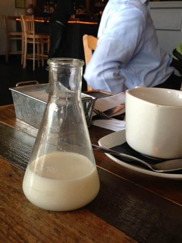 5tenor716's tweet photo. Milk served in an Erlenmeyer flask! http://t.co/QBf3uHYwDQ
