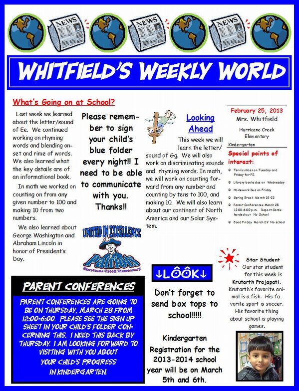 KinderTweetsHCE's tweet photo. Whitfield's Weekly World 2-25-2013 http://t.co/Y6y7HR10Xc
