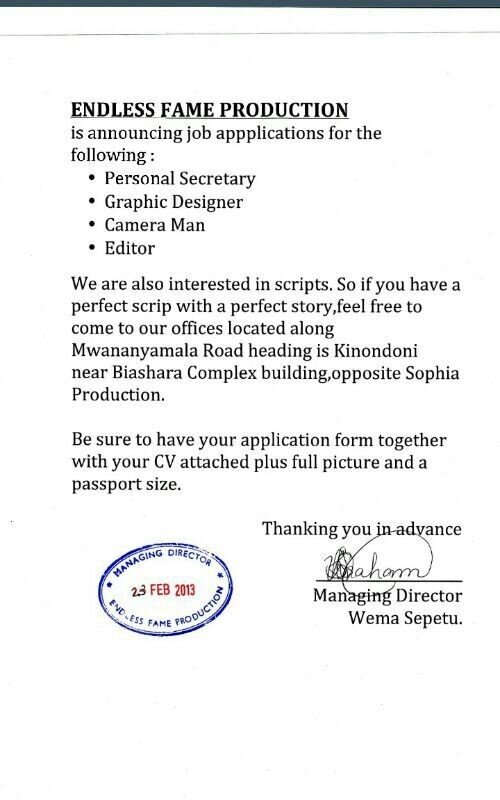 Kampuni mpya ya Wema Sepetu, Endless Fame Films,