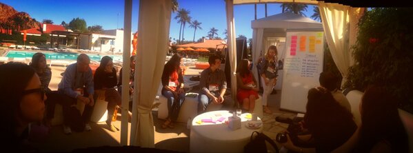 DanRavenEllison's tweet image. #ActiveLocal brainstorm in full swing by the pool. Deep, meaningful, important and engaging questions coming up.