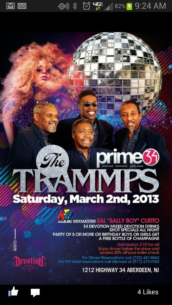 Prime34NJ's tweet image. Come out this Saturday to Prime34 to see the disco legends, The Trammps, performing live.