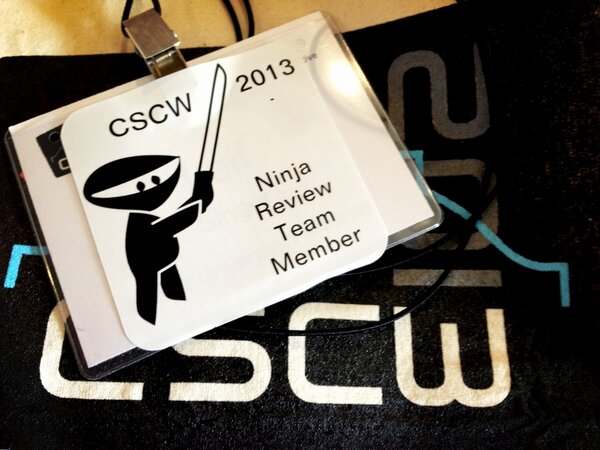 lsinger's tweet image. Super awesome. #cscw2013 #ninja