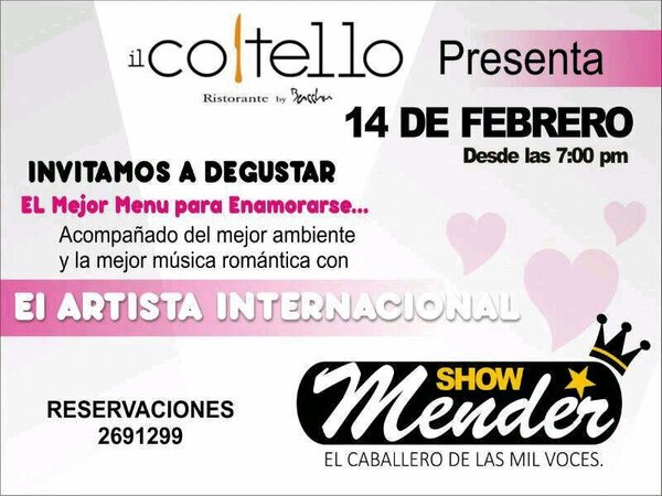 il_Coltello's tweet photo. Los esperamos mañana con la mejor comida y el mejor ambiente para éste Día de los Enamorados!!! @RTPanama http://t.co/SlvZgJWk