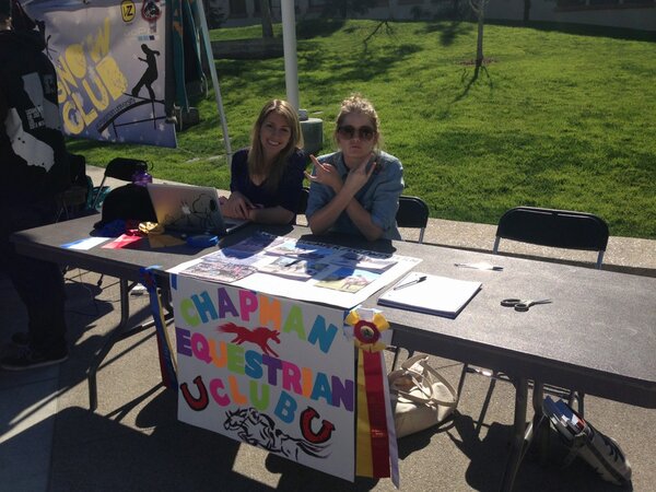 ChapmanEqClub's tweet photo. Come say hey to us at the involvement fair today!! http://t.co/xTUin8Pz