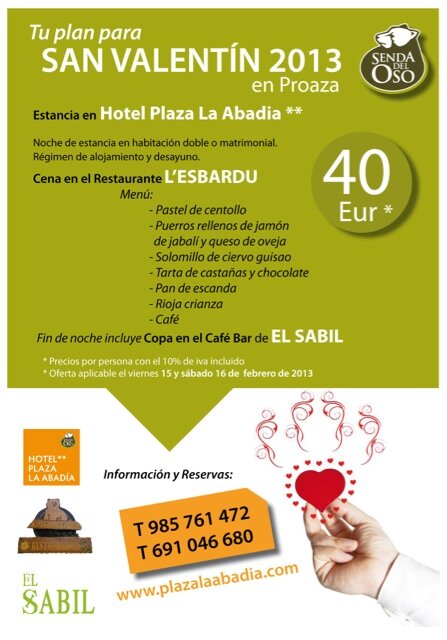 ¿Noche de celebración de S. Valentín en #sendadeloso ? ¿alguna oferta? Recibimos la primera por 40 eur pax, lo mejor.