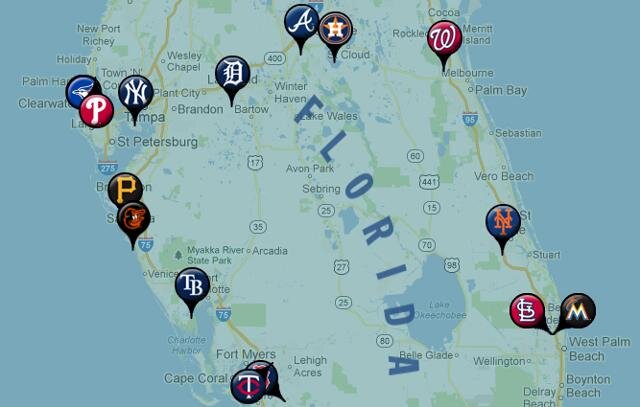 XM MLB Chat Florida Grapefruit League Spring Training Map  Spring training  Mlb spring training Spring training florida