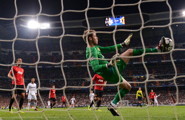 The fabulous 'kick' saves by De Gea