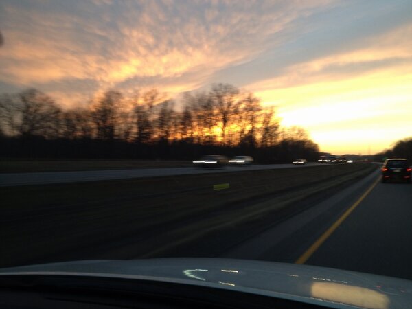 On the road enjoying a beautiful sky!
