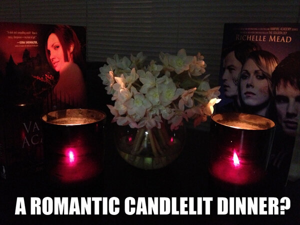 PenguinTeenAus's tweet photo. This Valentine's Day, how about #BookDates - what about a romantic dinner? @RichelleMead http://t.co/xWPaE30b