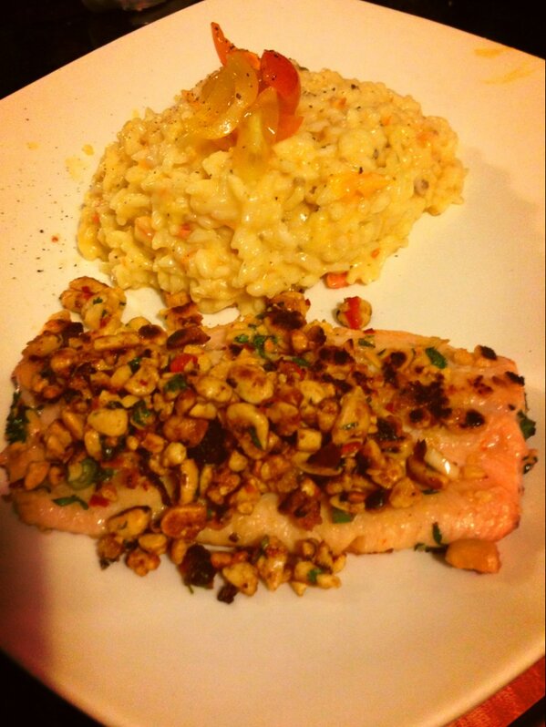 belfast_foodie's tweet image. Chilli, peanut and coriander crusted trout with tomato risotto #food #notprocessed
