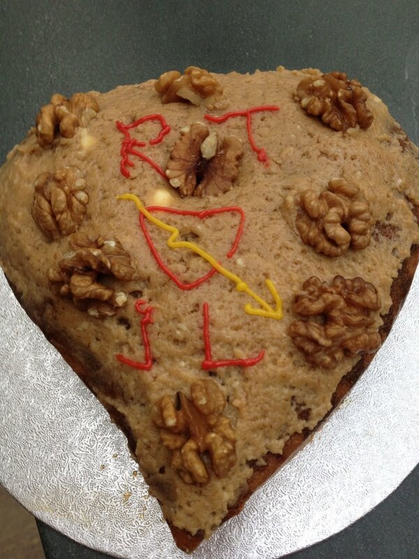 JudyLever's tweet photo. Fab Valentine present- my favourite coffee and walnut cake! Yum! http://t.co/gPpO0ooS