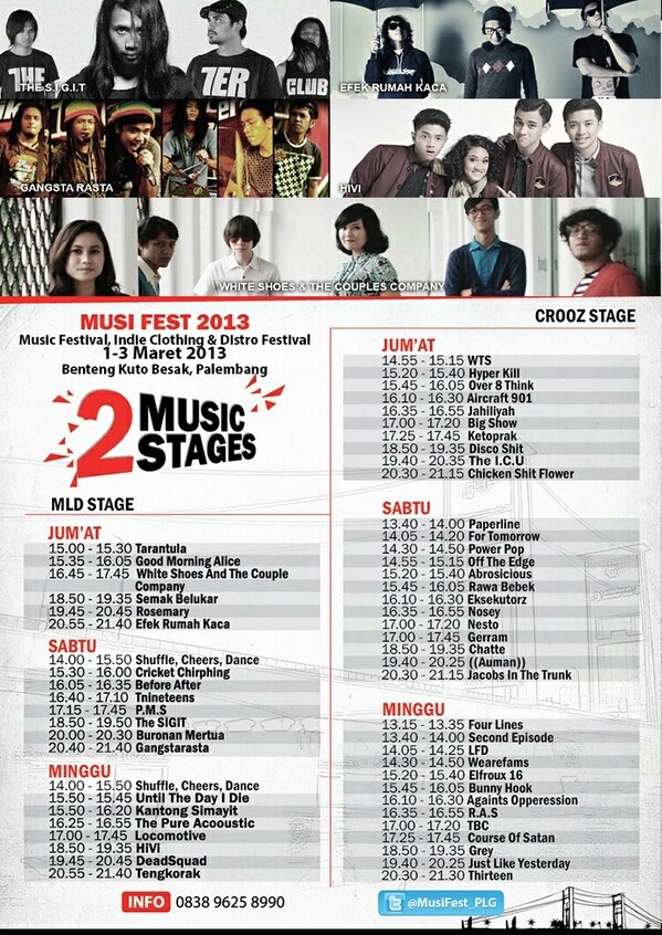 Untuk jadwal lengkap band-band yg tampil besok di musi fest, silahkan dibuka: CRICKETS CHIRPING IS AVAILABLE!!!