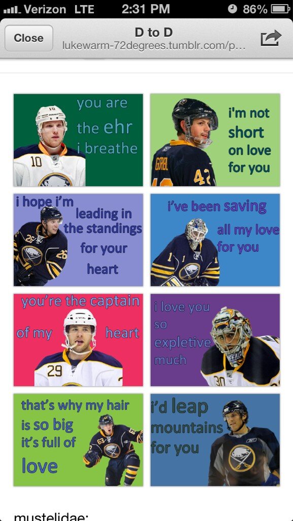 blanchsc's tweet photo. #Sabres Valentines 💘💌💋 http://t.co/famsaN5Y