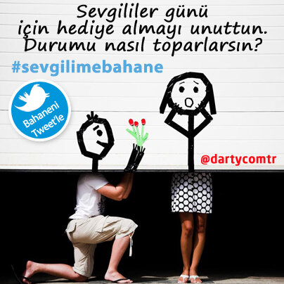 #sevgilimebahane tagiyle en yaratıcı bahaneni <a href="/dartycomtr/">Darty Türkiye</a> 'ye tweetle 100 TL hediye çekini kazanan 3 kişiden biri ol!