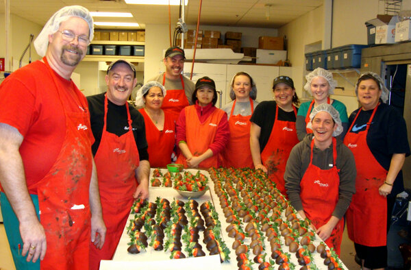 Happy V-Day to all!  Our amazing crew dipped over 1 ton of strawberries in chocolate...avail in Haven's stores now.