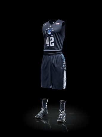 GeorgetownHoops's tweet photo. Here's a photo of the uniforms we will be wearing tomorrow night. Courtesy of @Jumpman23. #HyperElite http://t.co/pgsB3kU7