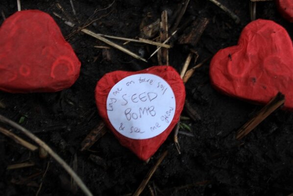 CatrinOutdoors's tweet photo. Happy sunny Valentine's day! Been sowing the seeds of love around Pontypridd #guerrilagardening #seedbombs http://t.co/ilrDakdL