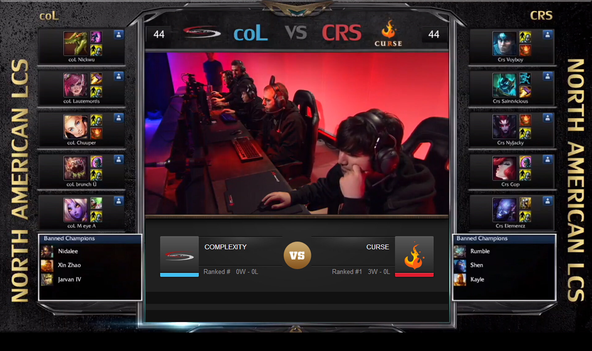 LoL Esports on X: "Unranked coL vs. #1 Curse is live! Can coL hand Curse  their first loss of NA #LCS? http://t.co/27CkwXmQ http://t.co/JLrddhtA" / X