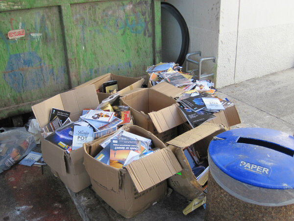 The_AV_GUYS's tweet photo. This is what happens to pamphlets after a single expo!! Such a waste! The AV Guys are all about#Digitalgreening.co.za http://t.co/2V8WaOwi