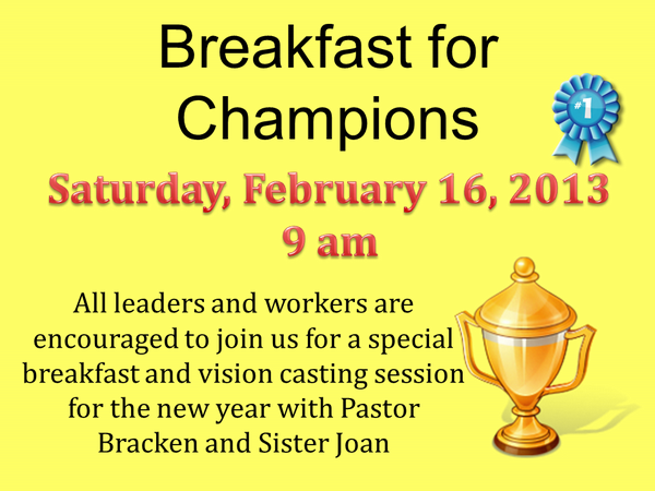 WallaceFirstAG's tweet photo. Breakfast for Champions tomorrow morning at 9.  See you there! http://t.co/BVWWQf7E