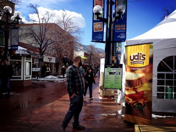 ladyKampkin's tweet photo. On Pearl St in Boulder, CO @BIFF1 w/ @udisglutenfree and @GlutinoFoods #glutenfreedom http://t.co/yJS4fDOS