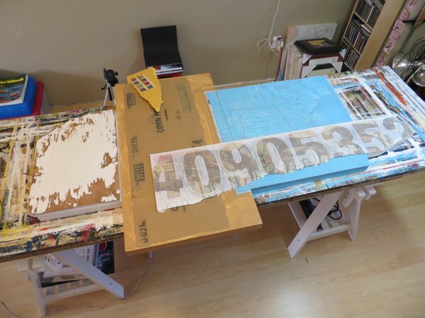 marcboz's tweet image. New mixed-media painting/construction in progress
