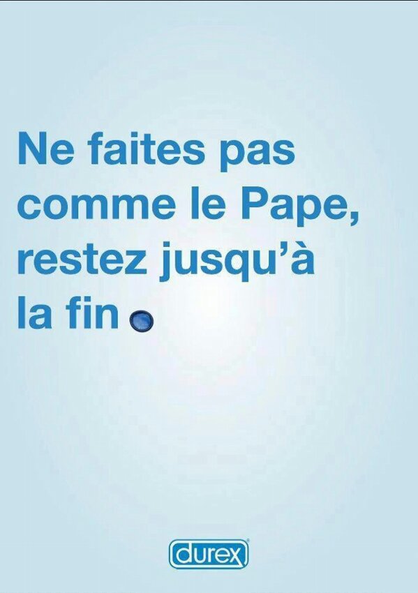 dorcel's tweet photo. décidément, DUREX est très bon en communication ! https://t.co/5X7EZAts #pape