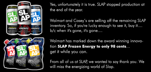 SlapEnergy's tweet photo. Yes, unfortunately it is true. @SlapEnergy stopped production at the end of the year. Thank you. We will miss you! http://t.co/7oBuj6EX