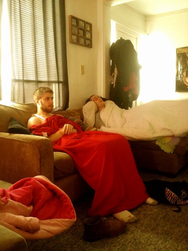 RowdyCloudMusic's tweet photo. After gig hang. #bestbuds #couch cuddle http://t.co/GJqy3JBJ