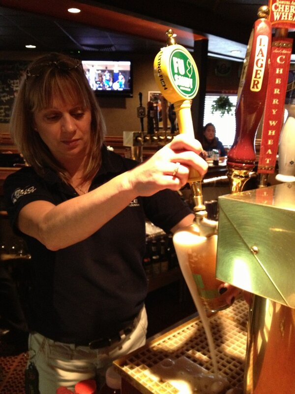 Beerstaindlettr's tweet image. #FUSandy Denise poured the 1st round at Office/Toms River. Unlike Sandy storm, the beer can stay for another round