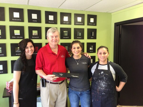 TrumanChocolate's tweet photo. Coach Blaire stopped by the shop on Valentine's Day for a few gifts. Gig'em! http://t.co/qgRcgRl8