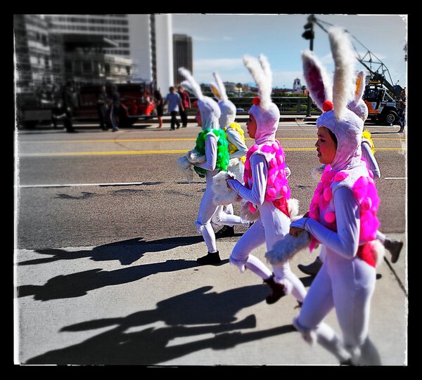 photo444's tweet photo. Because apparently nothing says a Chinese Lunar New Year of the Snake parade like running bunnies. Chinatown LA http://t.co/VNwLHYXm