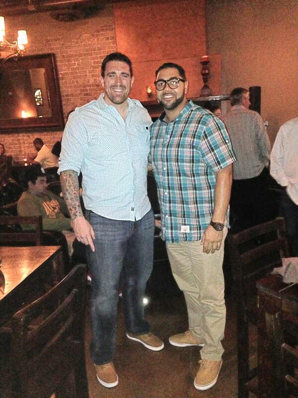 TheSocietyAG's tweet image. Me and @DarynColledge71 at Bday dinner! Shout out to @Radii_Footwear @IMKINGCLOTHING for the fresh outfits! #ESSLife