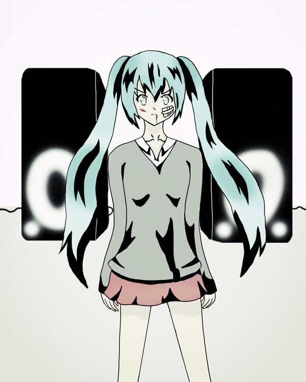elainamich's tweet photo. I made another drawing of Hatsune Miku yay. This time she's the Rolling Girl n_n http://t.co/2WaEhd3d