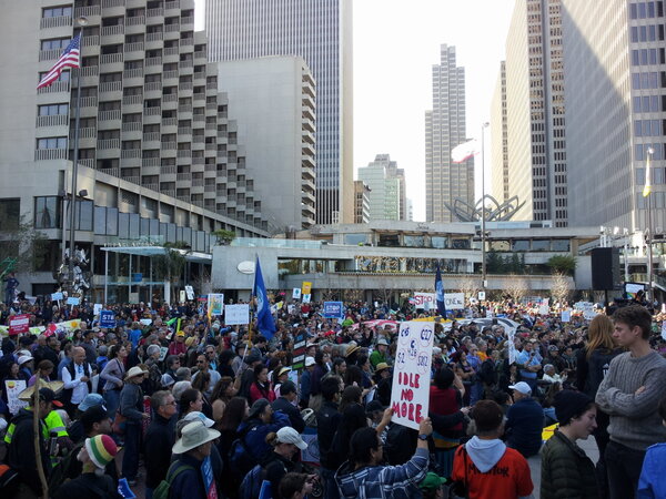 OccupyCalCampus's tweet photo. #occupycal at the Idle no more rally in sf to oppose big oil, tar sands, and the keystone XL pipeline. #bpoffcampus http://t.co/fzPN7UQI