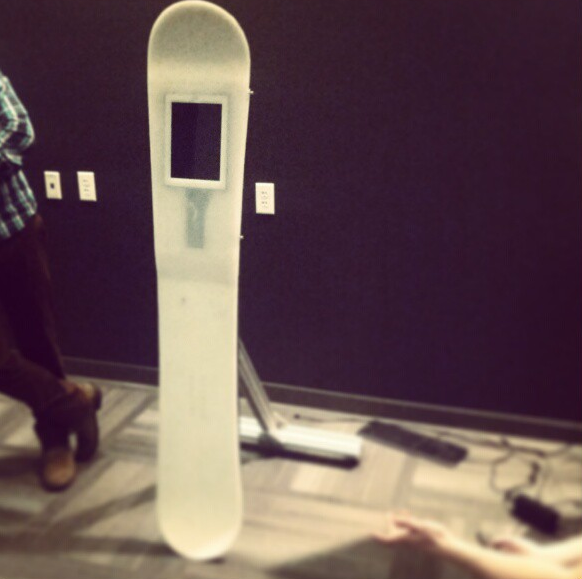 buzzbandme's tweet photo. Look out @shaun_white With 3 feet of snow on the ground in Boston, we figured we'd make a Snowboard Kiosk ... #RFID http://t.co/jfJoRvlO
