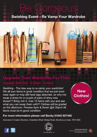 RT <a href="/gcasinostockton/">Grosvenor Stockton</a>: Clothes Swap Shop - Items in great condition only. Clothes, Accessories! #Swishing