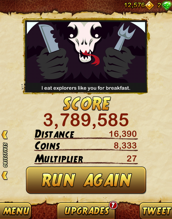 Lween23's tweet image. I got 3789585 points while escaping from a Giant Demon Monkey. Beat that! bit.ly/TempleRun2Andr…